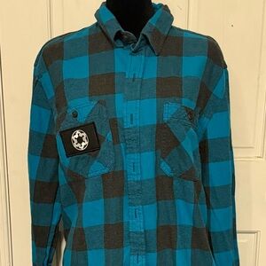 Arizona Jean Company Teal and Black Checkered Men's Shirt